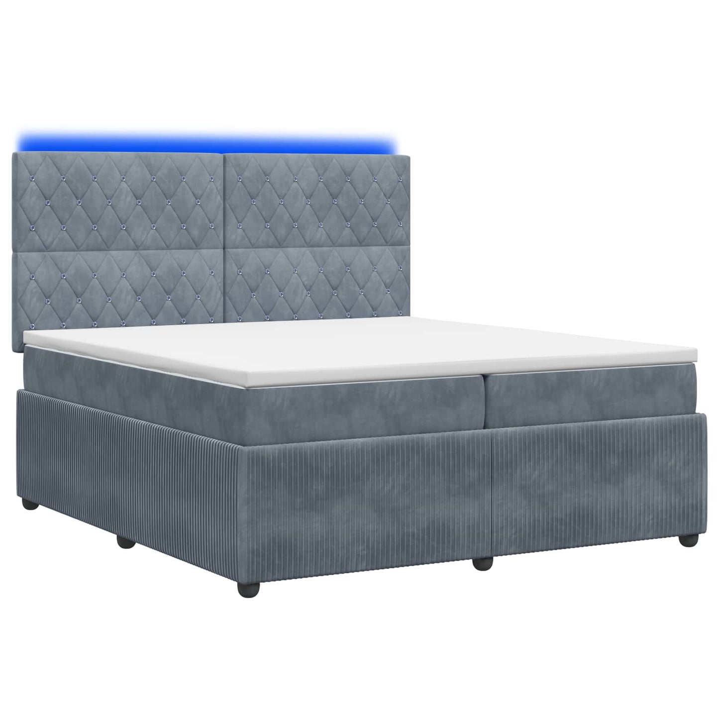 LED Boxspring Bed met Matras Donkergrijs 200 x 200 cm Fluweel