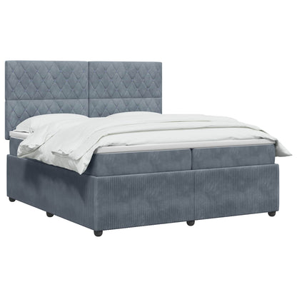 LED Boxspring Bed met Matras Donkergrijs 200 x 200 cm Fluweel