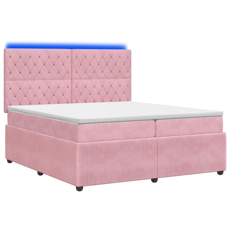LED Boxspring Bed met Matras Roze 200 x 200 cm Fluweel