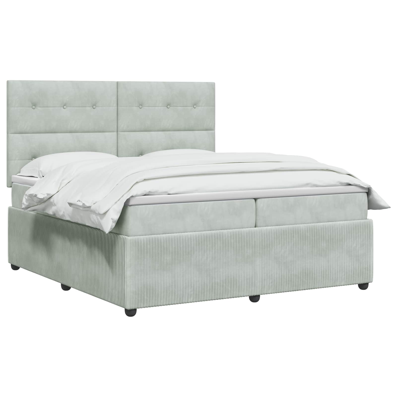 LED Boxspring Bed met Matras Lichtgrijs 200 x 200 cm Fluweel