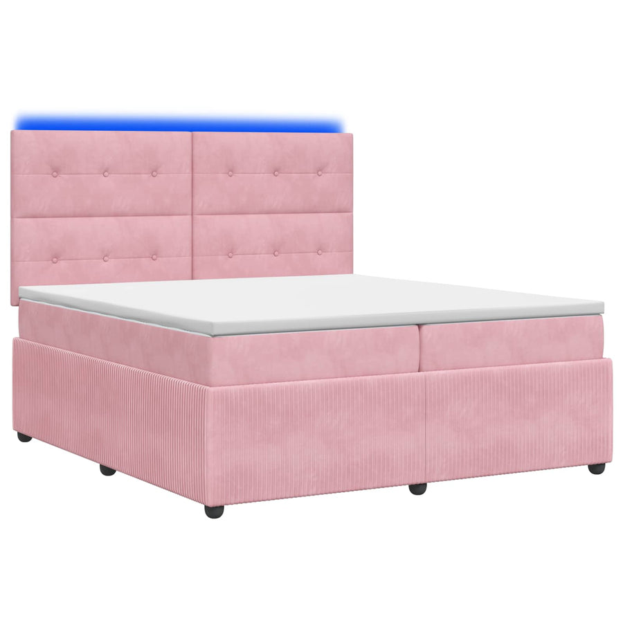 LED Boxspring Bed met Matras Roze 200 x 200 cm Fluweel