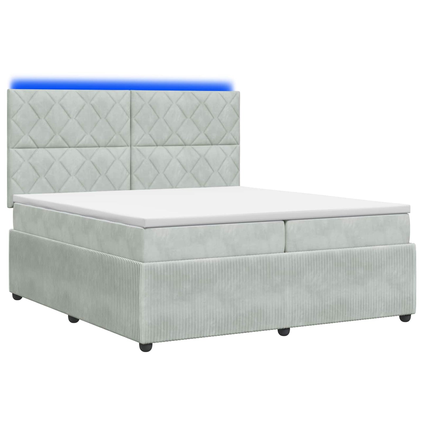 LED Boxspring Bed met Matras Lichtgrijs 200 x 200 cm Fluweel