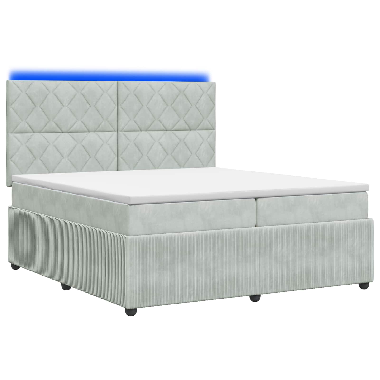 LED Boxspring Bed met Matras Lichtgrijs 200 x 200 cm Fluweel