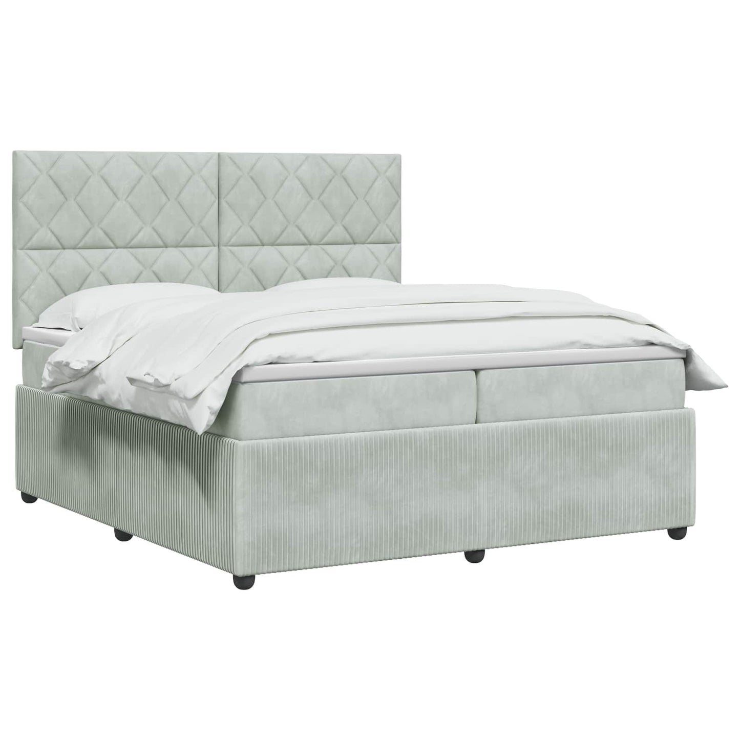 LED Boxspring Bed met Matras Lichtgrijs 200 x 200 cm Fluweel