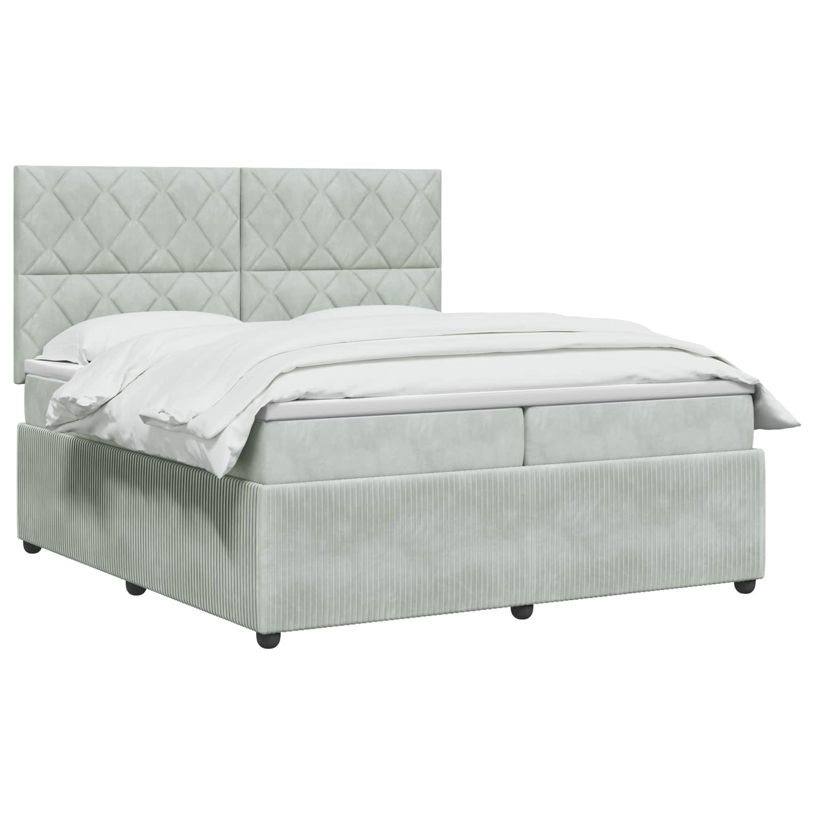 LED Boxspring Bed met Matras Lichtgrijs 200 x 200 cm Fluweel
