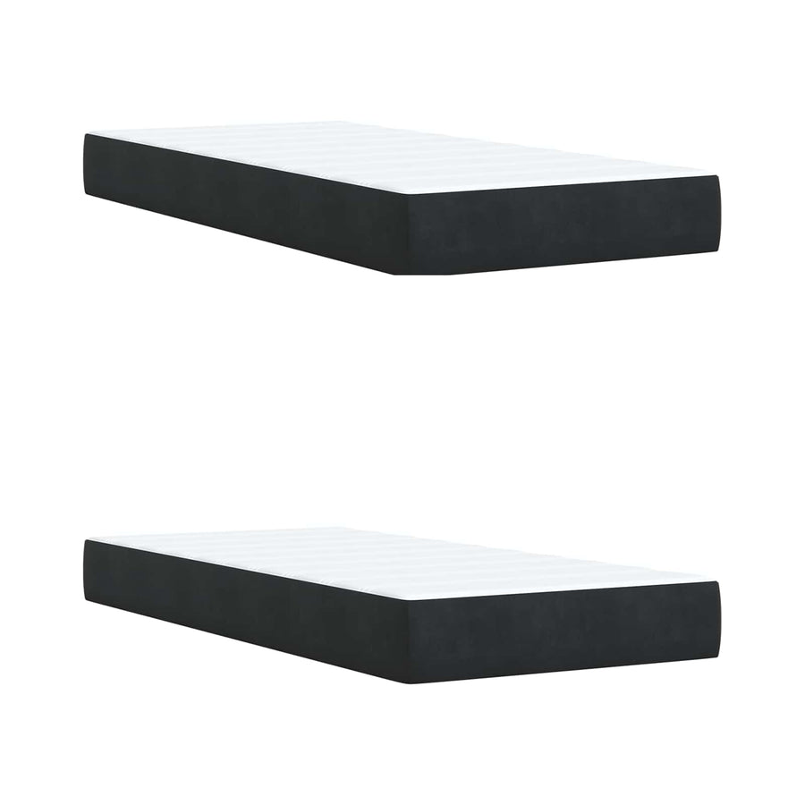 LED Boxspring Bed met Matras Zwart 200 x 200 cm Fluweel