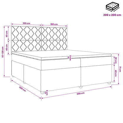 LED Boxspring Bed met Matras Zwart 200 x 200 cm Fluweel