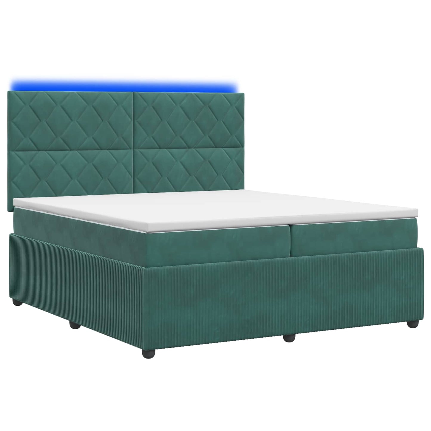 LED Boxspring Bed met Matras Donkergroen 200 x 200 cm Fluweel