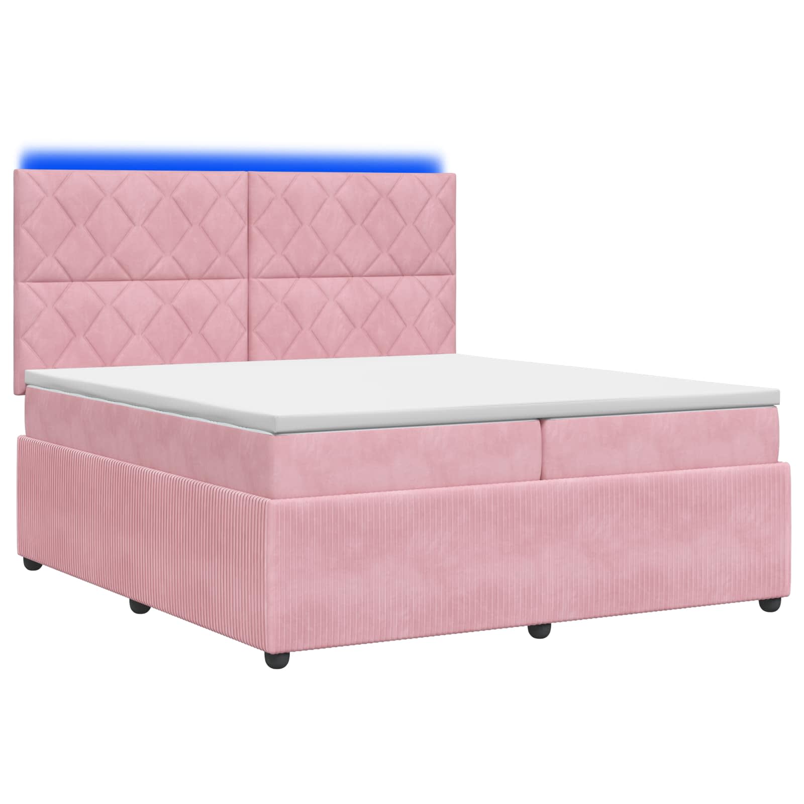 LED Boxspring Bed met Matras Roze 200 x 200 cm Fluweel