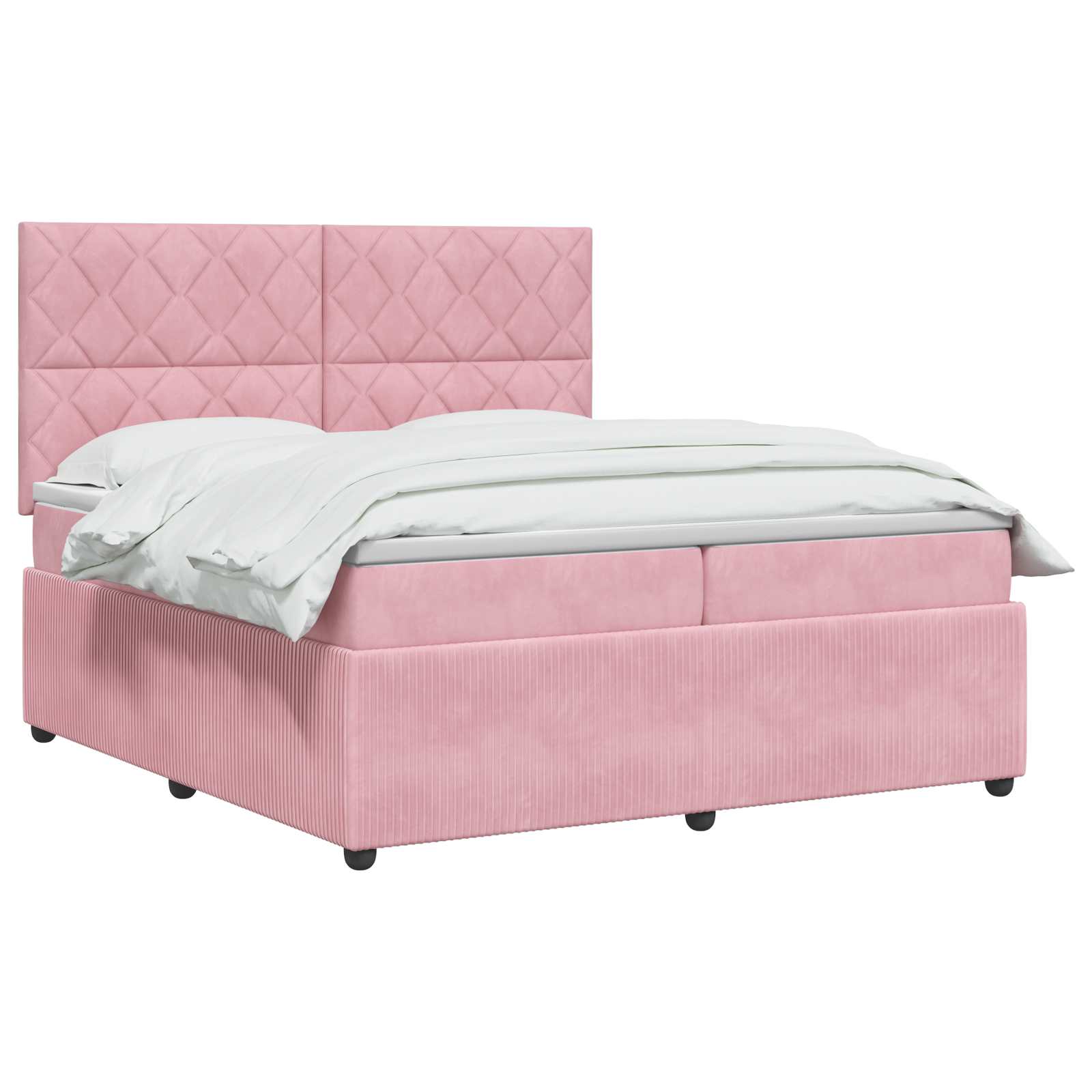 LED Boxspring Bed met Matras Roze 200 x 200 cm Fluweel