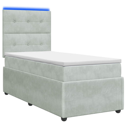 LED Boxspring Bed met Matras Lichtgrijs 90 x 190 cm Fluweel