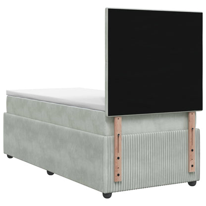 LED Boxspring Bed met Matras Lichtgrijs 90 x 190 cm Fluweel