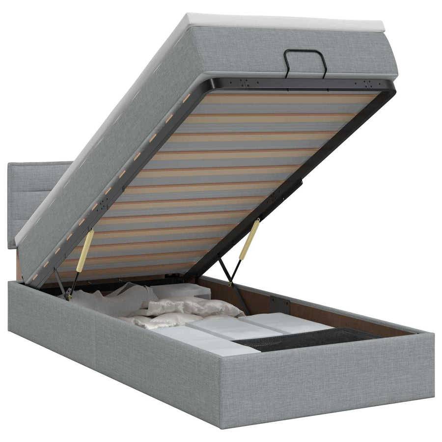 Ottoman bed met matras Lichtgrijs 80 x 200 cm Stof