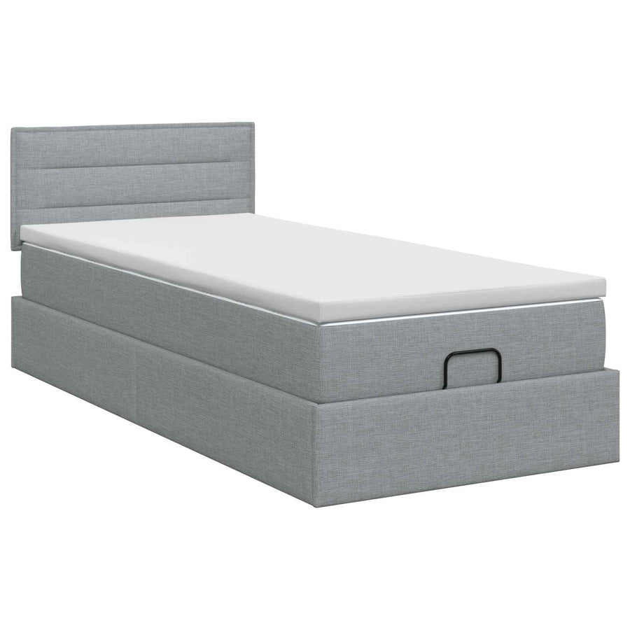 Ottoman bed met matras Lichtgrijs 80 x 200 cm Stof