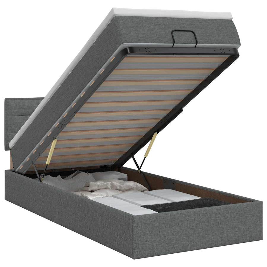 Ottoman bed met matras Donkergrijs 80 x 200 cm Stof