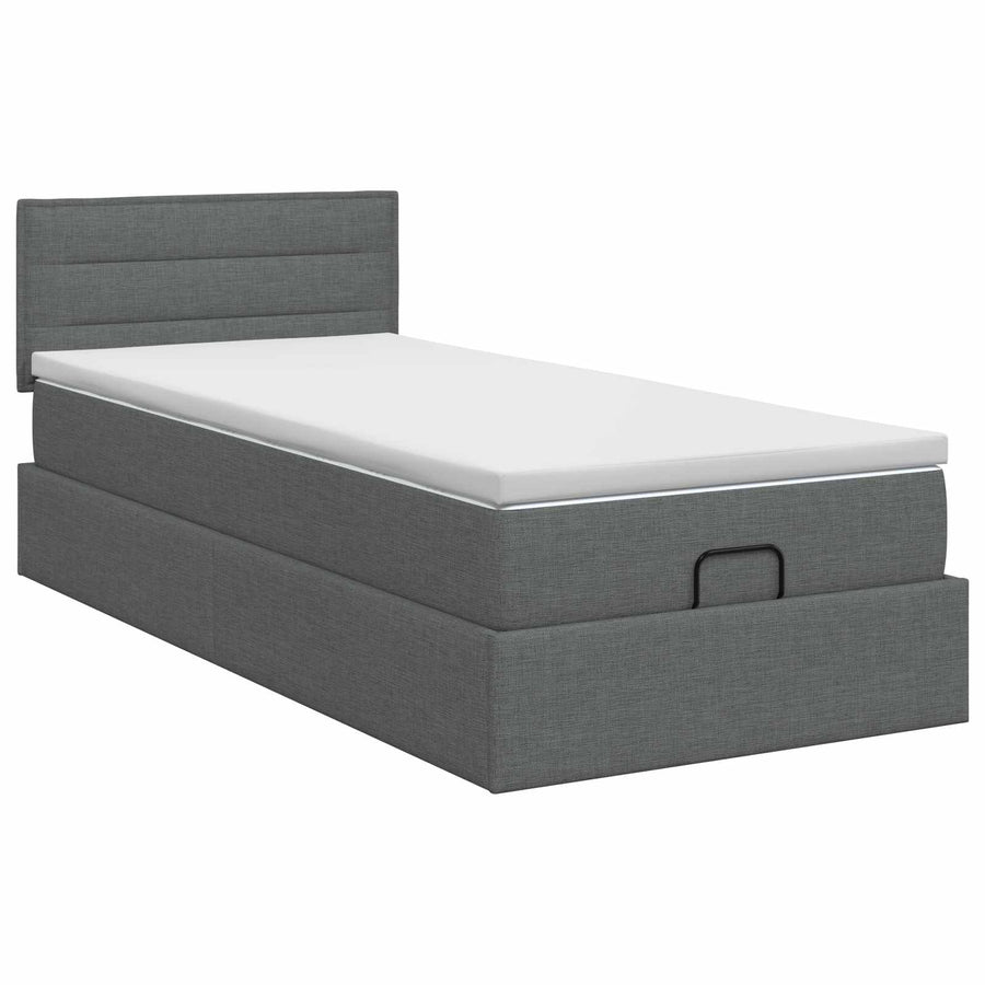 Ottoman bed met matras Donkergrijs 80 x 200 cm Stof