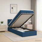 Ottoman bed 90x200 cm blauw met matras en opbergruimte