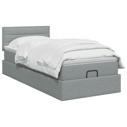 Ottoman bed met matras Lichtgrijs 90 x 190 cm Stof