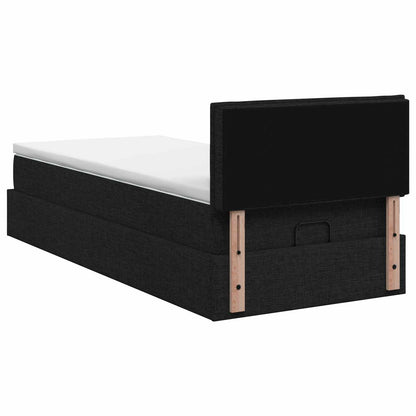 Ottoman bed met matras met hoofdeinde Zwart 90 x 190 cm Stof