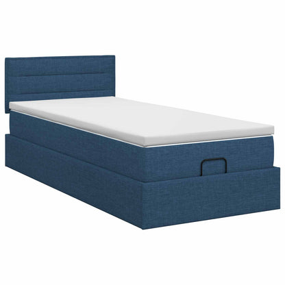 Ottoman bed met matras met hoofdeinde Blauw 90 x 190 cm Stof