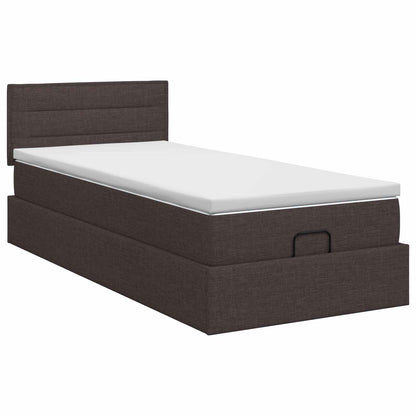 Ottoman bed met matras Donkerbruin 90 x 200 cm Stof