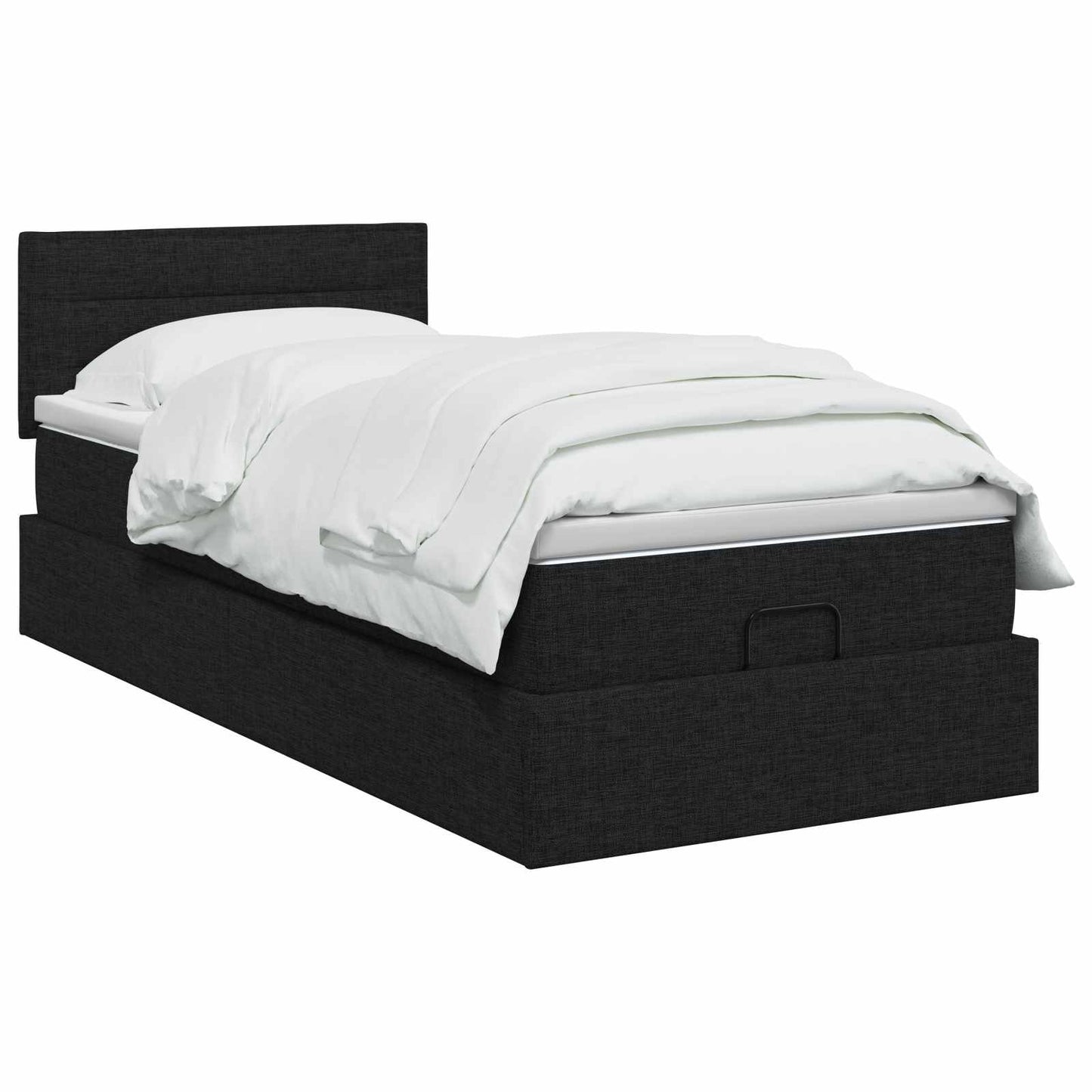 Ottoman bed met matras met hoofdeinde Zwart 100 x 200 cm Stof