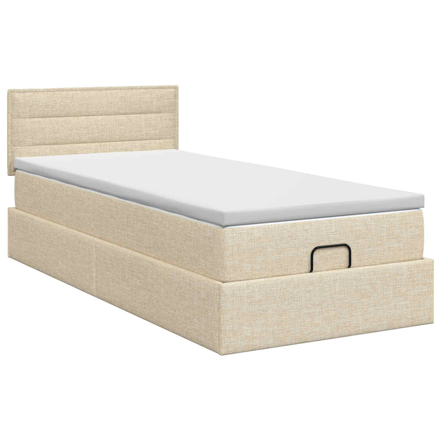 Ottoman bed met matras Crèmekleurig 100 x 200 cm Stof