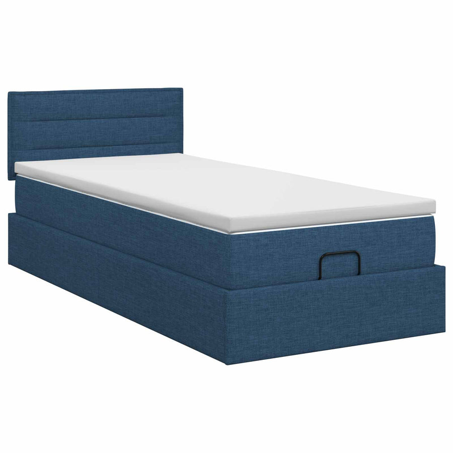 Ottoman bed met matras met hoofdeinde Blauw 100 x 200 cm Stof