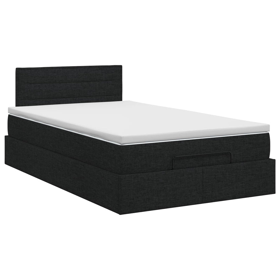Ottoman bed met matras met hoofdeinde Zwart 120 x 190 cm Stof