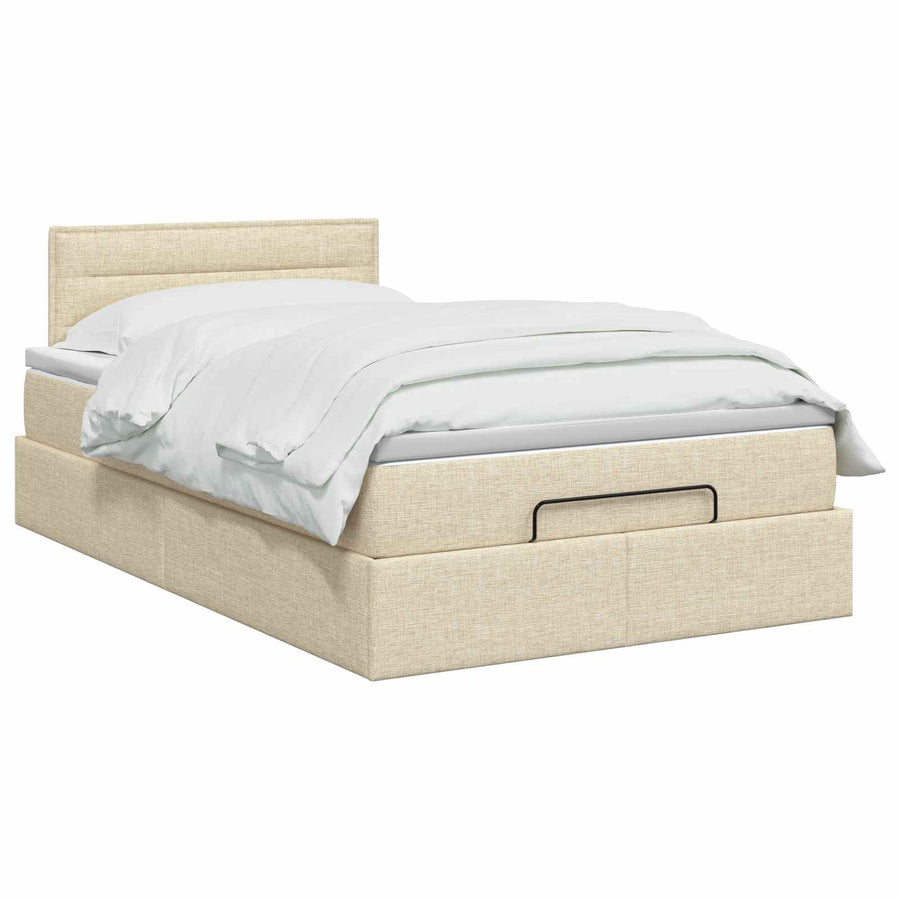 Ottoman bed met matras Crèmekleurig 120 x 190 cm Stof