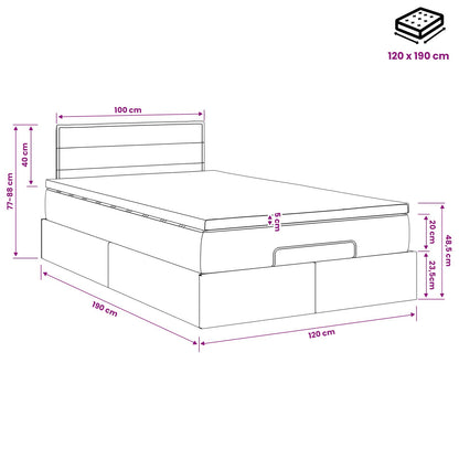 Ottoman bed met matras Crèmekleurig 120 x 190 cm Stof
