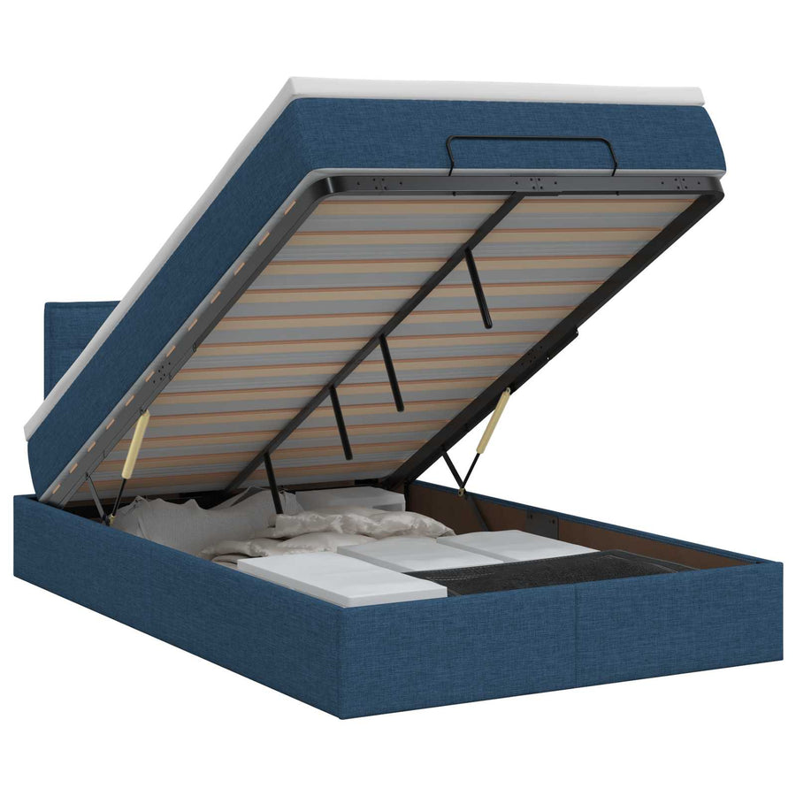 Ottoman bed met matras met hoofdeinde Blauw 120 x 190 cm Stof