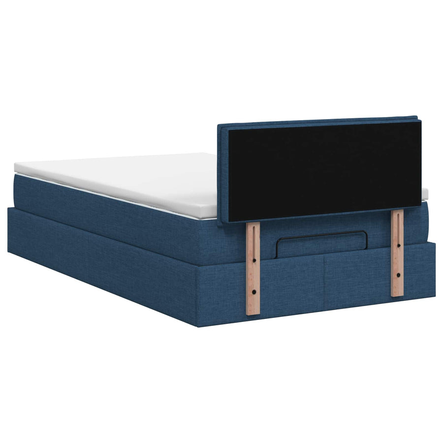 Ottoman bed met matras met hoofdeinde Blauw 120 x 190 cm Stof