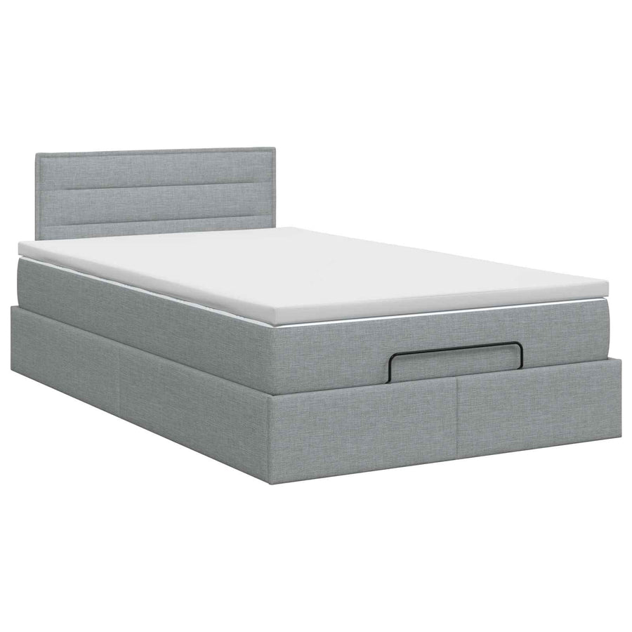 Ottoman bed met matras Lichtgrijs 120 x 200 cm Stof