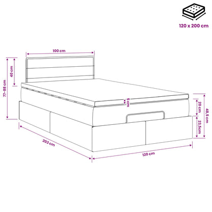 Ottoman bed met matras met hoofdeinde Blauw 120 x 200 cm Stof