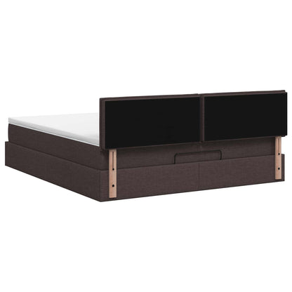 Ottoman bed met matras Donkerbruin 140 x 200 cm Stof