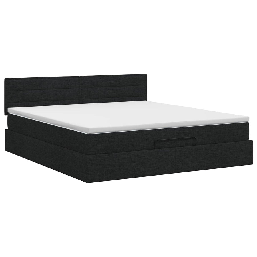 Ottoman bed met matras met hoofdeinde Zwart 180 x 200 cm Stof
