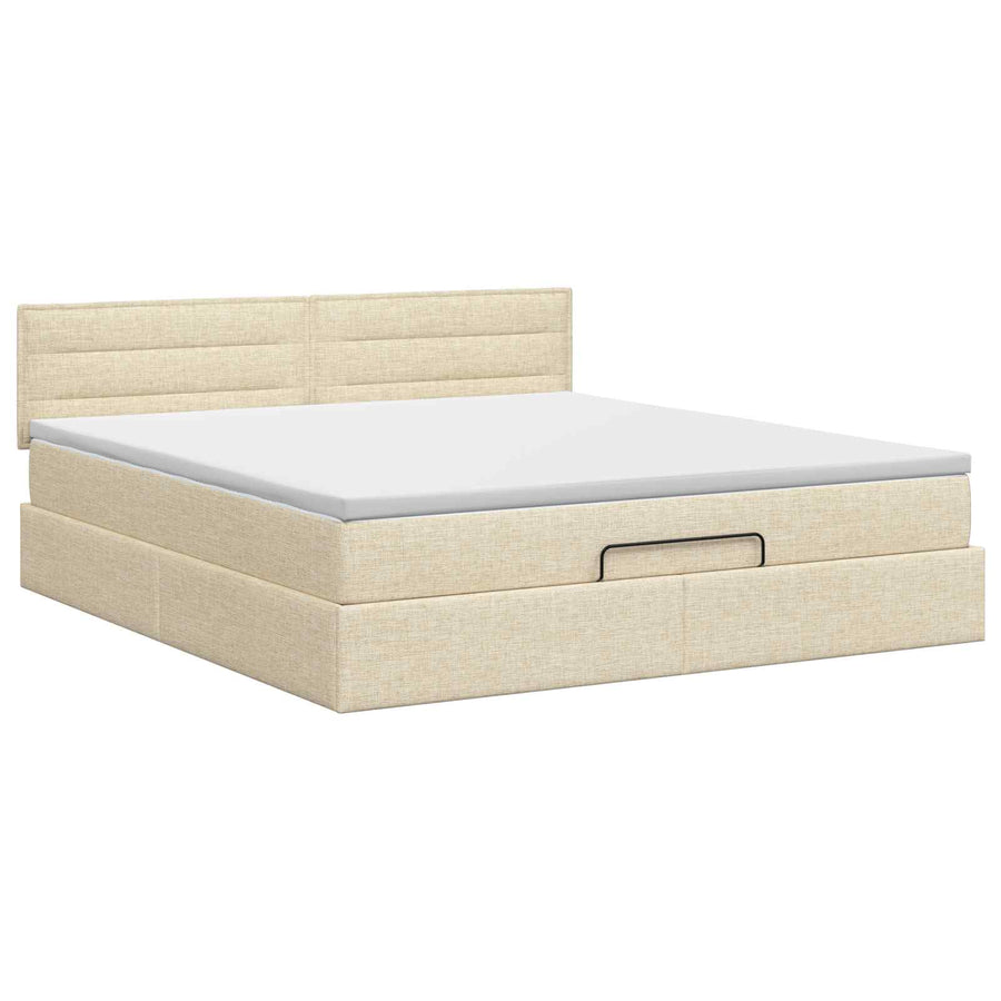 Ottoman bed met matras Crèmekleurig 180 x 200 cm Stof