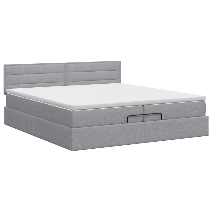 Ottoman bed met matras Lichtgrijs 200 x 200 cm Stof