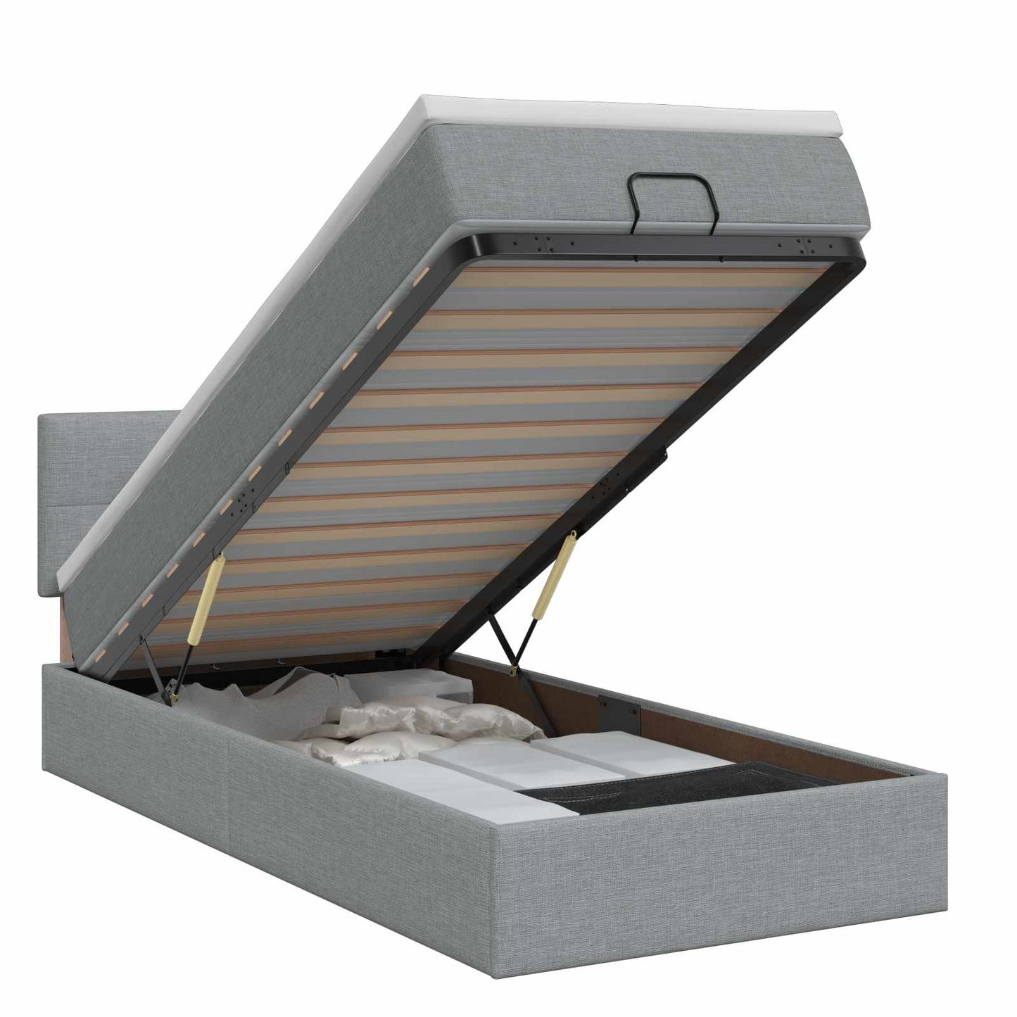 Ottoman bed met matras Lichtgrijs 80 x 200 cm Stof