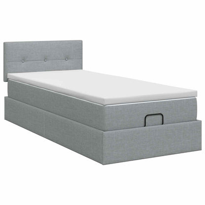 Ottoman bed met matras Lichtgrijs 80 x 200 cm Stof