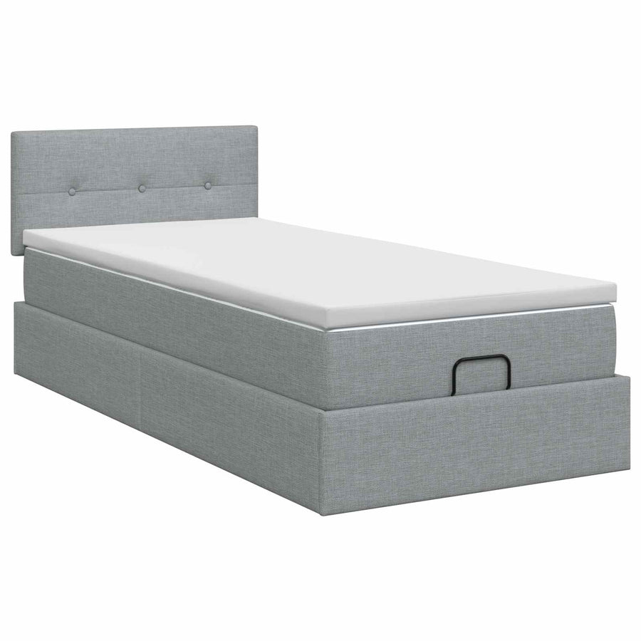 Ottoman bed met matras Lichtgrijs 80 x 200 cm Stof