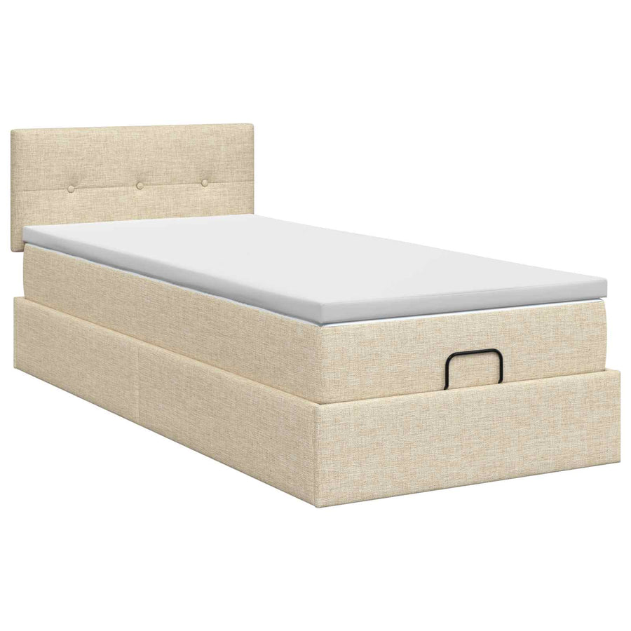 Ottoman bed met matras Crèmekleurig 90 x 190 cm Stof