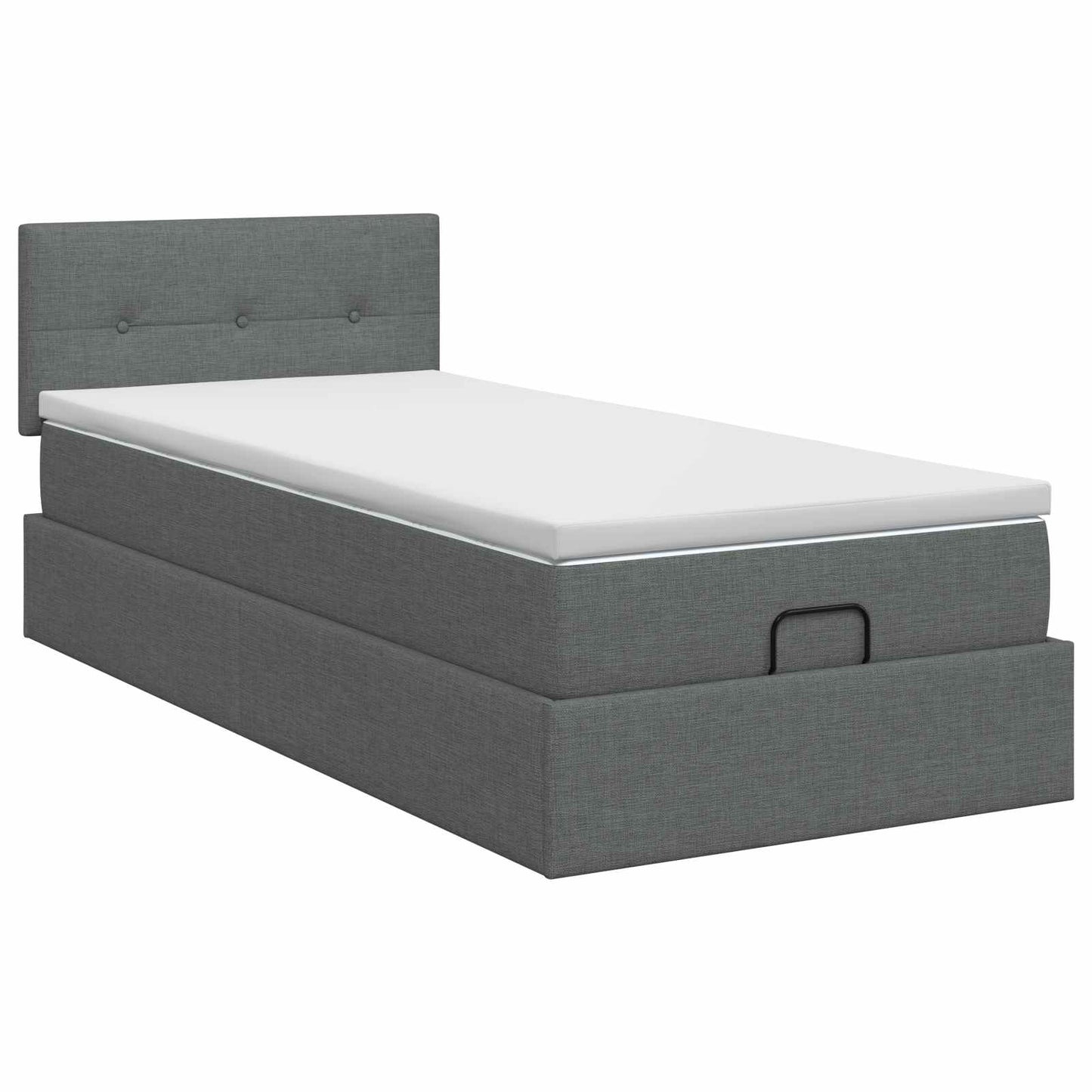 Ottoman bed met matras Donkergrijs 100 x 200 cm Stof