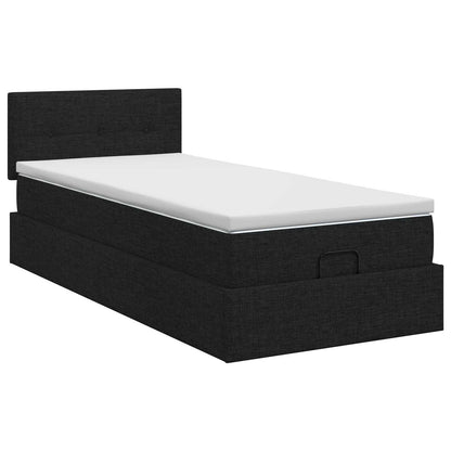 Ottoman bed met matras met hoofdeinde Zwart 100 x 200 cm Stof
