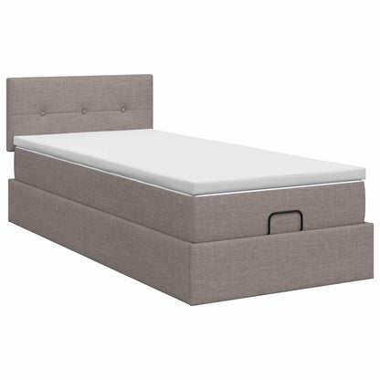Ottoman bed met matras met hoofdeinde Taupe 100 x 200 cm Stof
