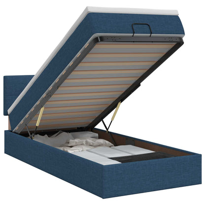 Ottoman bed met matras met hoofdeinde Blauw 100 x 200 cm Stof