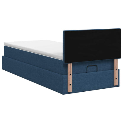 Ottoman bed met matras met hoofdeinde Blauw 100 x 200 cm Stof