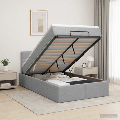 Ottoman Bed met Matrassen en LED Lichtgrijs 120 x 200 cm Stof
