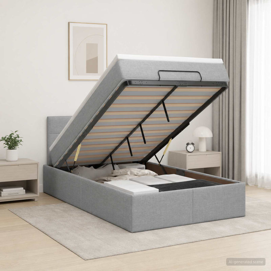 Ottoman bed met matras Lichtgrijs 120 x 200 cm Stof